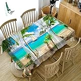 Meili Manor Creek Tischdecke, Green World Seaview Waschbare Rechteckige Tischdecke, Esstisch Abdeckung, Couchtisch Set M-4 140x180