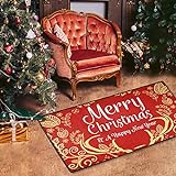 Mengde Weihnachtsdekoration, 30 x 60 cm, Teppichläufer für die Familie, traditioneller Willkommens-Matte, Tür-Teppich für drinnen und draußen, Schuhreiniger (40 x 60 cm, C3)