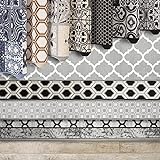 Teppichläufer mit Muster | Feinschlingen-Teppich Läufer für Küche, Flur & Wohnraum | Ornament Vintage Orient Gitter (80 x 150 cm, Cardiff)
