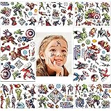 Tattoo Kinder,8 Blätter Superheld Temporäre Tattoo Aufkleber Set,Wasserdichte Kindertattoos Sticker Kinderaufkleber für Mädchen Jungen Geburtstagsgeschenke Mitgeb