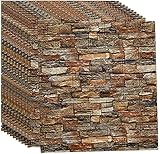 3D Ziegel Tapete DIY Schaumstoffplatte Antikollision Wandaufkleber Selbstklebende Steinoptik Tapete, FüR KüChen Badezimmer Balkon Terrasse Raufasertapete Fliesen(Color: Brick yellow,Size: 30pcs)