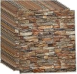 3D Ziegel Tapete DIY Schaumstoffplatte Antikollision Wandaufkleber Selbstklebende Steinoptik Tapete, FüR KüChen Badezimmer Balkon Terrasse Raufasertapete Fliesen(Color: Brick yellow,Size: 30pcs)