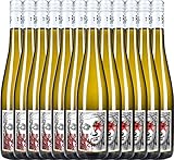 VINELLO 12er Weinpaket Weißwein - Liebfraumilch 2020 - Weingut Hammel mit einem VINELLO.weinausgießer | halbtrockener Weißwein | deutscher Sommerwein aus der Pfalz | 12 x 0,75 L