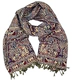 GURU SHOP Indischer Pashmina Schal, Schultertuch, Stola mit Paisley Muster, Herren/Damen, Weinrot, Synthetisch, Size:One Size, 200x70 cm, Schals Alternative Bekleidung