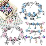 BIIB Mädchen Geschenke 5-12 Jahre, Charm Armband Kit DIY, Adventskalender Kinder Mädchen Füllung 2021 Weihnachten Geschenke für Mädchen Kinder, Armbänder Selber Machen Bastelset Kinder(3 Silber Kette)
