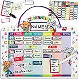 alles-meine.de GmbH Stundenplan - magnetisch + abwischbar - Wisch & Weg - Wochenplaner / Memoboard - lustige Katze & Maus - inkl. Name - mit Folienstift - incl. 75 Stück Mag