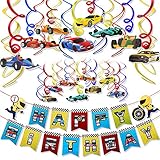 HOWAF Race Car Hanging Swirl Dekoration, Autos Thema Alles Gute zum Geburtstag Banner für Autos Themen Geburtstag Baby Shower Kinder Jungen Partyzubehö