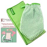 Jemako® Set grün Handschuh + Trockentuch 40 x 45 cm Fenster/Haushalt/Glas Plus 2 Stück K7plus® Wäschenetz/Wäschesack