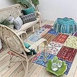 MMHJS Geometrischer Bunter Marokkanischer Druckteppich, Großer Teppich Für Zuhause Wohnzimmer Schlafzimmer Dekoration, Bodenmatte Für Bürodekoration 60x90