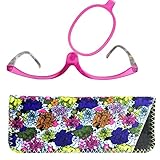 Make-Up Schminkbrille mit klappbaren Brillenglas, Modische Schminkhilfe mit GRATIS Brillenetui +3.5 Dioptrien (Violett)
