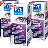 EyeMedica Contacts Comfort, Augentropfen bei beanspruchten Augen durch das Tragen von Kontaktlinsen, fördert die Regeneration des Tränenfilms bei gereizten Augen, 3x10 ml F