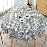 WOOPOWER Schlichte Nordic Style Tischdecke, runde Tischdecken für runde Tische, staubfeste Baumwoll-Leinen-Tischdecke für Buffettisch, Party, Urlaub, Abendessen g