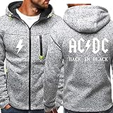 Herren Hoodie Jacken Für ACDC Printed Long Sleeve Mit Kapuze Sweatshirt Voller Zip Cardigan Casual Jumper Sport Mantel Reißverschluss Taschen White-Larg