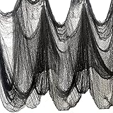 Cymax Halloween Gruseliger Stoff Halloween Deko Für Halloween Party Dekoration ,Spuk Spukhäuser Dekor,Veranden, Fenster Tisch Türen,Tore 200cmX500cm ,Schw