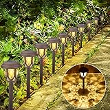 Vivibel [10 Stück Solarleuchten Garten, Solar Gartenleuchte Außenleuchte wasserdichte LED Solar Licht warmweiße Dekoration Licht Solarlampe für Außen Wegbeleuchtung für Außen Villa R