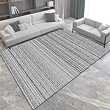 Teppiche mädchen Teppich kinderzimmer Grau gestreifter Wohnzimmerteppich Fleckabweisender Waschbarer Schlafzimmerteppich balkondekoration deko kinderzimmer Jungen 120*160