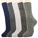 Belloxis 5 Paare Wollsocken Damen, Thermosocken Warme Wintersocken Dicke Socken Geschenke für F