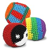 24 Stück Kickball, 5,5 cm, Jonglierball, Knetball, Antistressball, mit Strickbezug, Sportball, Spielball, Mitgebsel, Mitbringsel, Geschenk