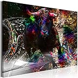 decomonkey Bilder Stier Abstrakt 120x80 cm 1 Teilig Leinwandbilder Bild auf Leinwand Vlies Wandbild Kunstdruck Wanddeko Wand Wohnzimmer Wanddekoration Deko Tiere B