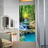 murimage Türtapete Wasserfall 86 x 200 cm inklusive Kleister Wald Fluß Tapete Dschungel Thailand Asien Tropen Tropisch Tapete Fototap