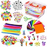 Bastelset für Kinder DIY Handwerk in Aufbewahrungskiste Kunsthandwerk Bastelkoffer 700+ Stk DIY Handwerk Dekorationen Basic B