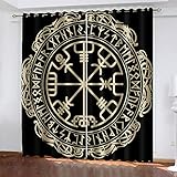 LJUKO Schiebegardinen Kunst Schwarz Buchstaben 2Er Set Gardinen Mit Ösen Für Schlafzimmer Wohnzimmer 140X225