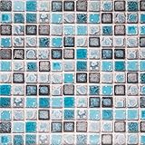 Hode Mosaik Klebefolie Selbstklebend Fliesenaufkleber Dekorative Fliesenfolie Vinyl für Badezimmer Wand Küche Wasserdicht Leicht zu Reinigen Blau 40X200