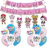 Lol Überraschung Geburtstag Deko Geburtstagsfeierdekoration Set für Mädchen Kinder Alles Gute Zum Geburtstag Dekoration Banner LOL Luftballons Überraschungspuppen Wirbeldekorationen Party