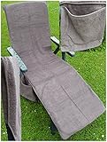 KH-Haushaltshandel Frottee Liege Stuhl Schon Bezug, mit Seitentasche, 190 x 60 cm, für Gartenliege Strandliege, Baumwolle, ÖKOTEX (grau)