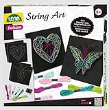 Lena 42650 - Bastelset String Art Schmetterling und Herz, Komplettset für 2 Fadenbilder, mit 2 Grundplatten, ca. 21, 5 x 21, 5 x 1 cm, Stecknadeln und 6 farbige Garnen, Set für Kinder ab 8 J