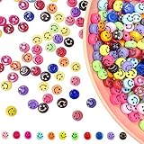 150 Stück Acryl Smiley Perlen, Bunte Mini Emoji Perlen Fädelperlen Perlen Zum Auffädeln Perlenschnur Making Set für Schmuck Basteln armbänder Schmuck Basteln Kinder-7