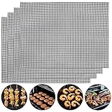 FYY BBQ Grillmatte,4er Set Antihaft Grillmatten Teflon BBQ Grill und Backmatte Wiederverwendbar PFOA-Frei über Kohle,Gas und Weber Style Grills,40x33cm-Perfekt für Fleisch,MEHRWEG,bis 500℉,PTFE