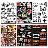 makstore 88 Stücke Metal Punk Rock Band Sticker Rock and Roll Aufkleber für Auto Laptop Handy Motorrad Fahrrad Graffiti Skateboard, wasserdicht, 6 Blätter A4