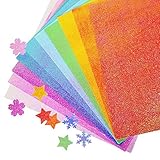 UCEC Glitter Cardstock Papier, 50 Blatt Farbiger Scrapbooking Papier Sparkly Premium Craft Cardstock Birthday Party Scrapbook, 10 Farb