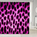 Leopard Drucken Duschvorhang 180x200cm Mädchen Luxus Rosa Gepard Drucken Duschvorhang Textil für Frauen Jugendliche Badewannen Safari Wild Tier Thema Dekor Rosa Schwarz Tuch Stoff Vorhang