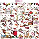 100 Stück Hello Kitty Aufkleber Japanische Sanrio Kawaii Aufkleber Ästhetische Vinyl Aufkleber für Wasserflaschen Skateboard Laptop wasserdichte Aufkleber Pack