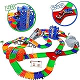 Car Track mit 2 Electric Auto Eisenbahn Autorennbahnen Montage Spielzeug Rennbahn Spiel Set für Kinder ab 3 Jahren,505 cm Läng