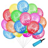 Geburtstag Luftballons Bunt Ballons,60 Stück Luftballons Bunt,Alles Gute zum Geburtstag bunte Luftballons,Latex mit Happy Birthday Überschrift für Kindergeburtstag,Geburtstagsdeko Luftballons S
