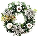 Coversolate Künstlicher Weihnachtskranz Mit Tannenzapfen und Beeren, Blumenkranz Türkranz Fenster Kranz Tannenkranz Weihnachtsdeko Innen- und Außenbereich Wanddekoration (D)