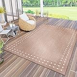 VIMODA Robuster Flachgewebe Teppich In- und Outdoor Tauglich, Farbe:Beige, Maße:160 x 230