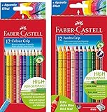 Faber-Castell - Buntstifte Colour Grip, 12er Kartonetui + 12er Kartonetui Jumbo Grip B