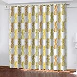 TTBBBB 3D Drucken Verdunkelungsvorhang Goldener Ananas-Druck B 300 x H 270 cm Junge ​mit Mädchen Schlafzimmer Wohnzimmer Kinderzimmer - 3D Digitaldruck mit Ösen Thermo Vorhang