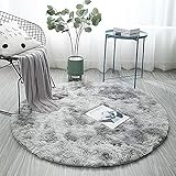 Shaggy Teppich Hochflor Runder Plüsch-Matte, Morbuy Indoor Modern Langflor Carpet Fluffy Anti-Skid Super Soft Area Teppich, Schlafzimmer Wohnzimmer Kinderzimmer Decor Boden (Wasser grau,200cm)