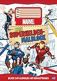MARVEL Mein Superhelden-Malblock - Bilder zum Ausmalen und Heraustrennen: Mit über 30 coolen Schwarz-Weiß-Malvorlagen und 4 Buntstiften (Die Marvel-Activity-Reihe, Band 13)