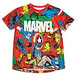 Marvel Comics Kern Avengers Sublimated Jungen-T-Shirt Rot 122 | Jungen-Geburtstags-Geschenk-Idee, Kleinkind zum Teenager, Avengers Kinder Top