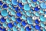 350 g blaue Glassteine, gemischt in 3 verschiedenen Größen 12–15 mm, 17–21 mm und 26–33 mm, ca. 81 Stück