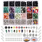 Hongyans 1068 Stück Lavastein Perlen Set Unregelmäßige Chip Edelsteine Perlen Natürliche Edelstein Lose Perlen Schmuckherstellung Set für Ohrringe Halskette Armbänder Selber Machen Mädchen F