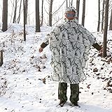 Tarnanzug Schnee,Tarnschirm Krähenjagd Jagd Regenponcho Regenmantel Tarnüberwurf Fotografie Paintball Ausrüstung Tactical Cap Wandern Zubehör,Camouflage Herren (Size : One-Size)