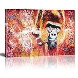 Bild auf Leinwand Banksy Graffiti Art Gorilla Smoking Cigar Bilder Street Pop Art Gemälde Kunstdruck Modern Wandbilder XXL Wanddekoration Mit Rahmen 110x60