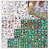 Tattoo Kinder 30 Blätter Tatoos Aufkleben Kids 326pcs Glitzer Wasserfest Kindertattoos Pirat Dino Monster Spinne Feen Meerjungfrau Tiere Einhorn Schmetterling Jungen Mädchen Kreative Geschenk